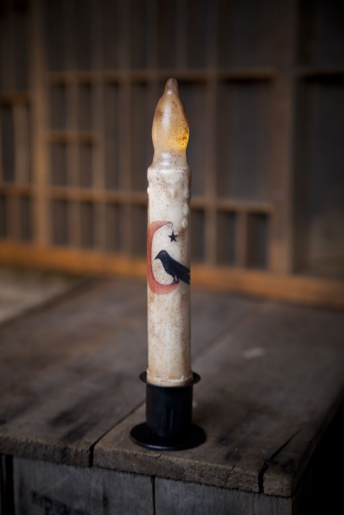 Crow on Moon Folk Art Taper
