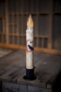 Crow on Moon Folk Art Taper - Barn Cat Mercantile, LLC
