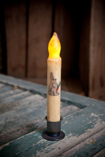 Sitting Bunny Folk Art Taper LED Candles