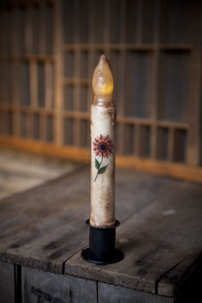 Sunflower Folk Art Taper - Barn Cat Mercantile, LLC